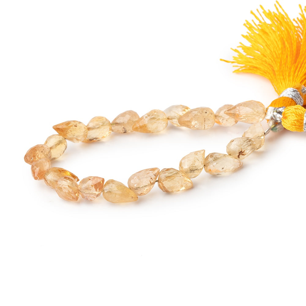 6-7mm Imperial Topaz Shoulder Drill Faceted Tear Drop 4 inch 21 Beads AA - BeadsofCambay.com