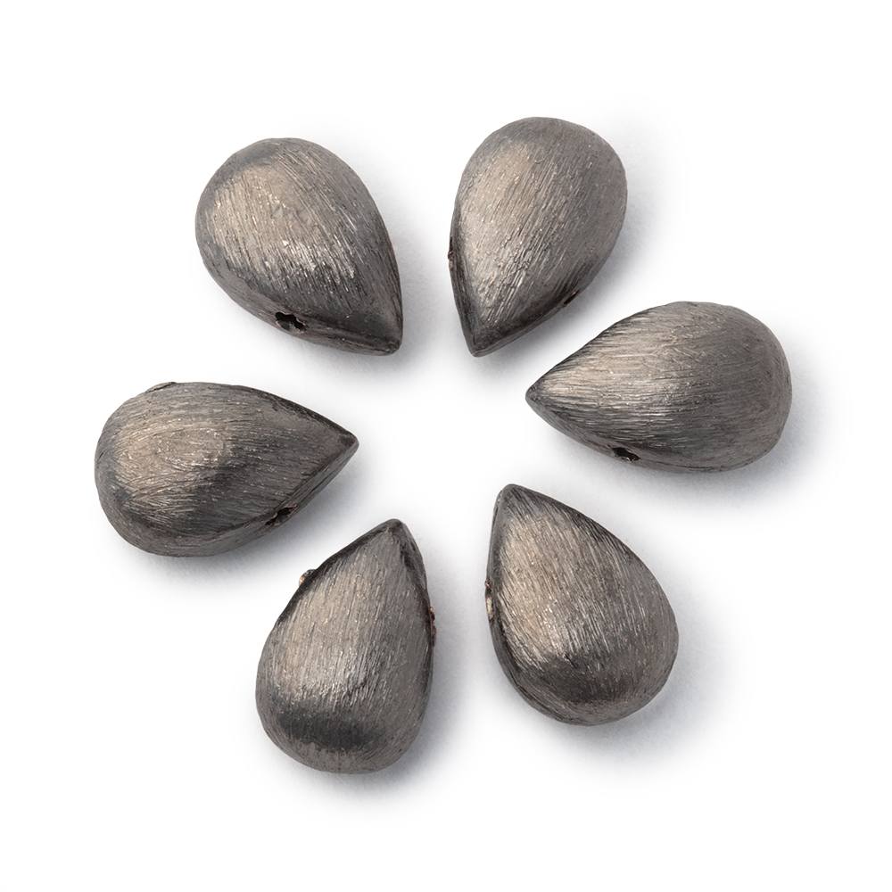 12x8mm Brushed Puffy Pear Bead Set of 6 - BeadsofCambay.com