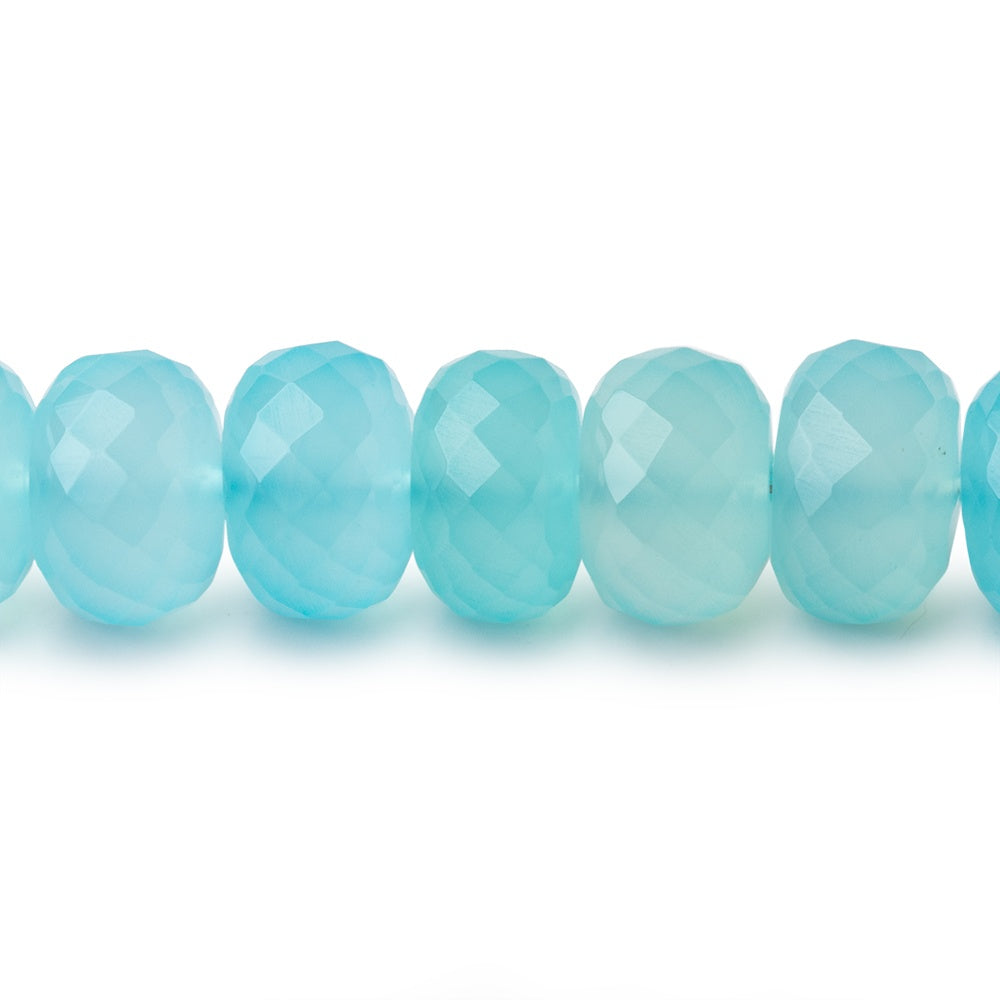 7.5-10mm Blue Chalcedony Faceted Rondelle 16 inch 60 Beads - BeadsofCambay.com