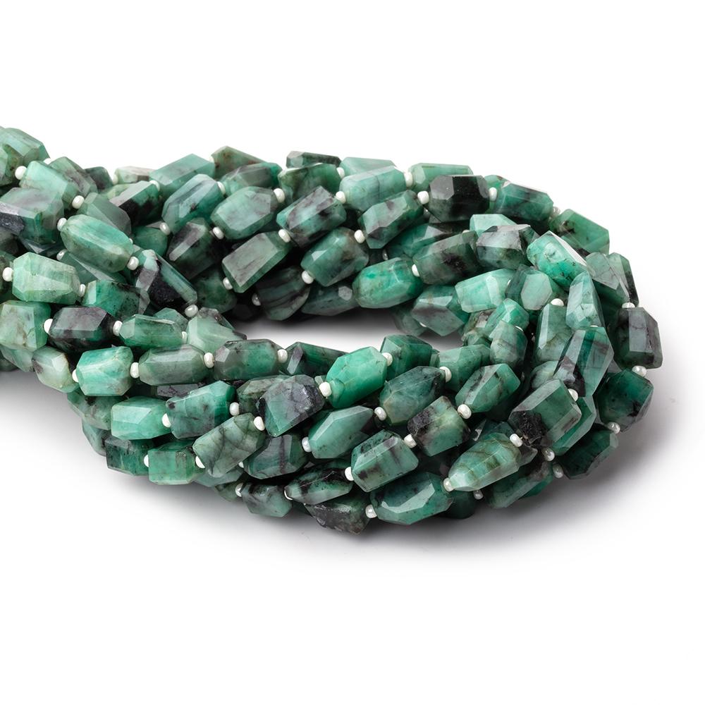 9x7-10x8mm Brazilian Emerald Faceted Nugget 15 inch 30 Beads - BeadsofCambay.com