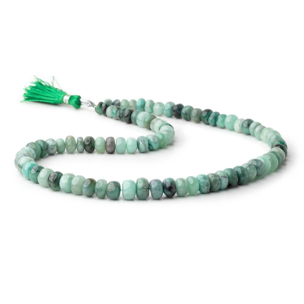 5.5-9mm Brazilian Emerald Plain Rondelle Beads 16 inch 80 pieces - BeadsofCambay.com