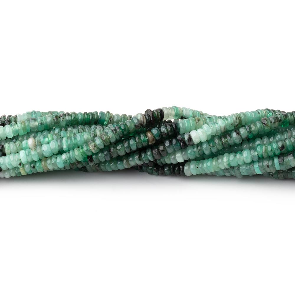 2-3.5mm Brazilian Emerald Plain Heishi Beads 16 inch 345 pieces - BeadsofCambay.com