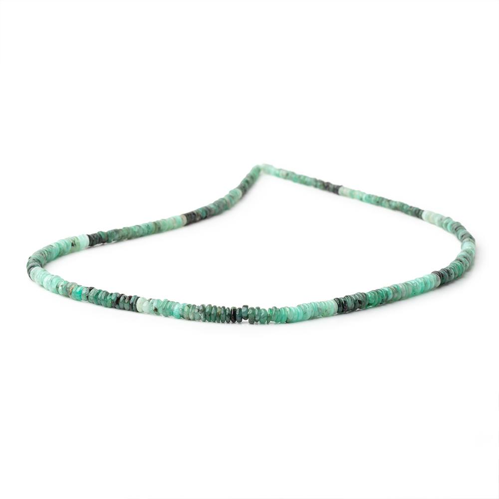 2-3.5mm Brazilian Emerald Plain Heishi Beads 16 inch 345 pieces - BeadsofCambay.com