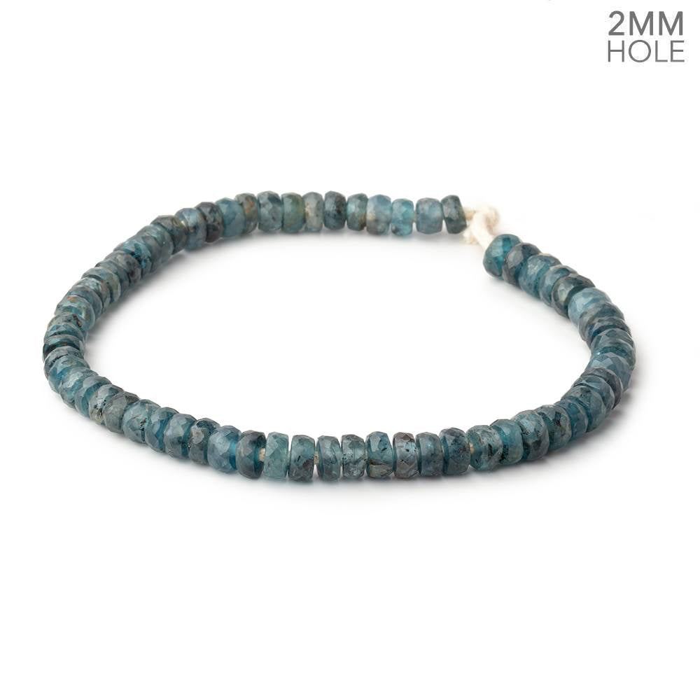 5.5-7mm Indigo Kyanite 2mm Large Hole Faceted Rondelle 8 inch 65 Beads - BeadsofCambay.com