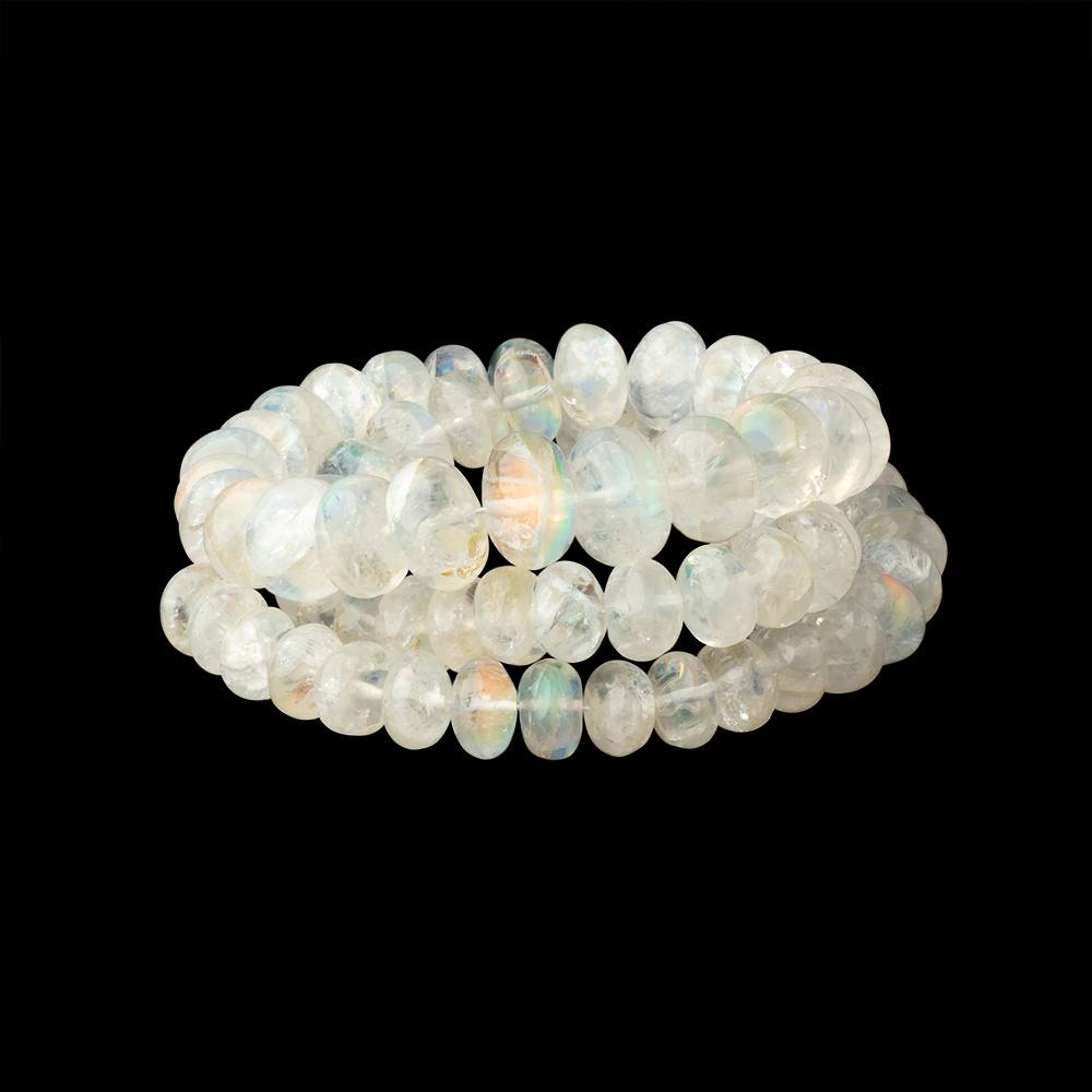 7-10mm Red Fire Rainbow Moonstone Plain Rondelle 15 inch 70 Beads AA - BeadsofCambay.com