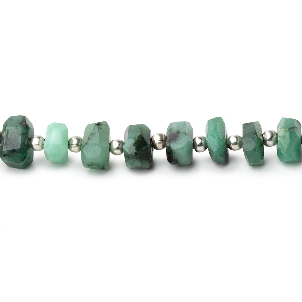 6.5-7mm Brazilian Emerald Side Drill Faceted Nugget 7.5 inch 35 Beads - BeadsofCambay.com