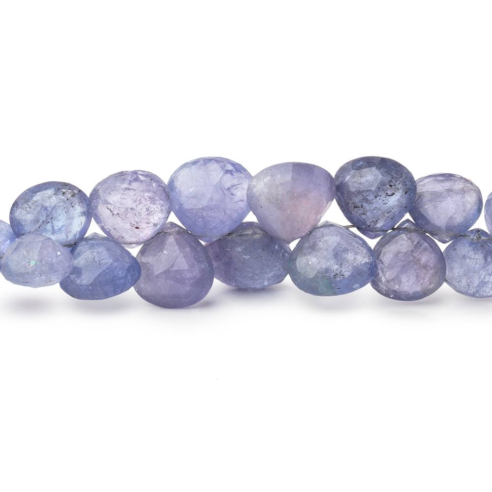5-9.5mm Tanzanite Faceted Heart Beads 9 inch 68 pieces - BeadsofCambay.com