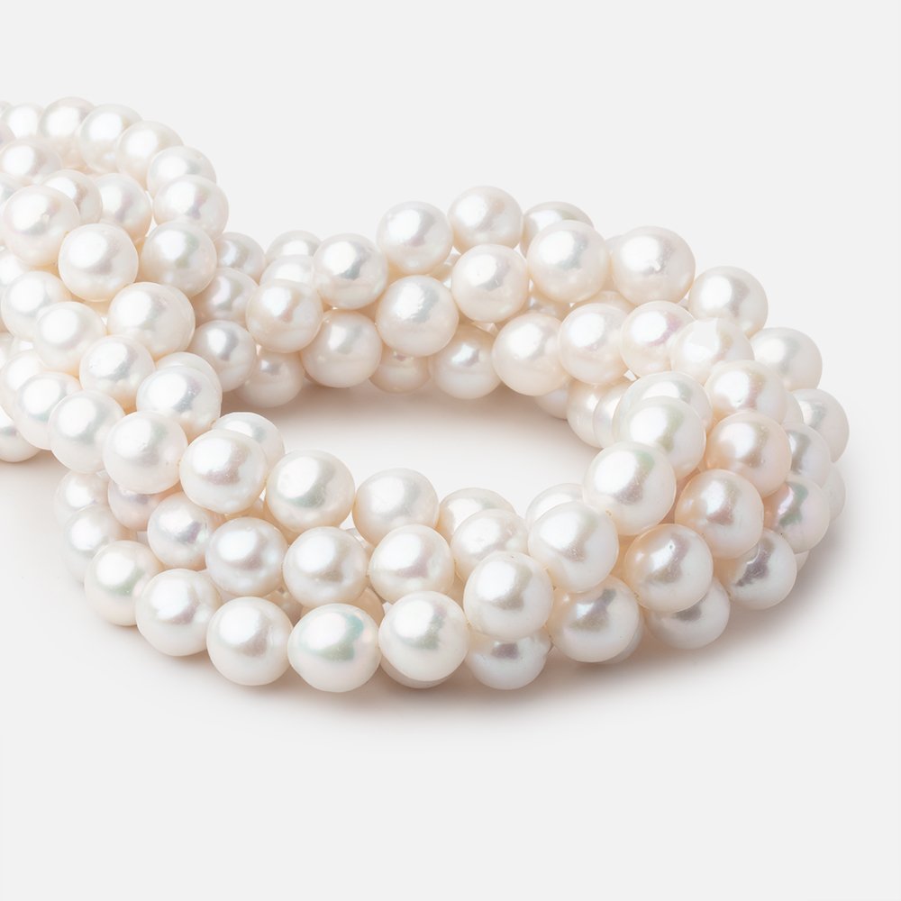 9-11mm Off White Near Round Freshwater Pearls 15.75 inch 39 Beads - BeadsofCambay.com