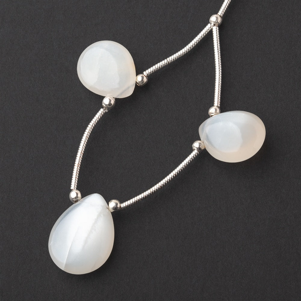 13-18mm White Moonstone Plain Pear Focal Set of 3 Beads - BeadsofCambay.com