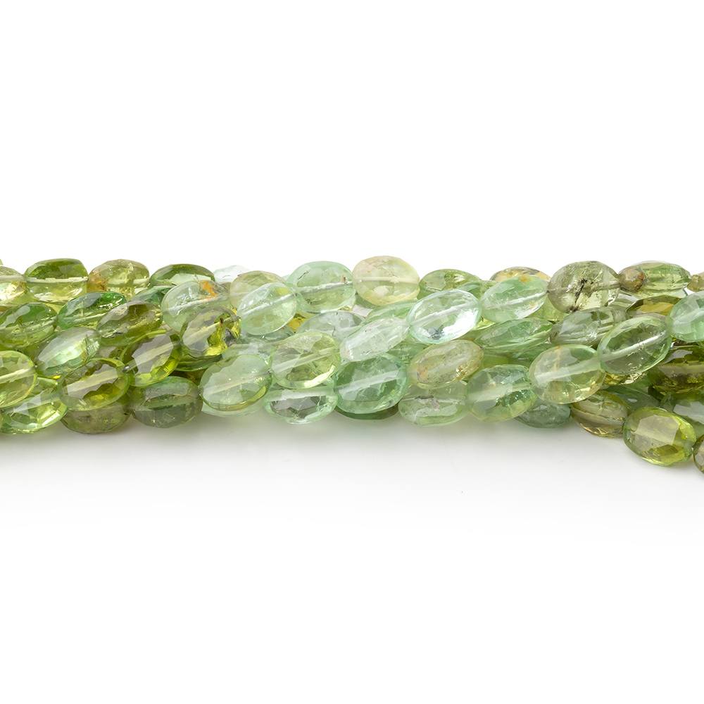5-7.5mm Green Tourmaline Faceted Oval Beads 14 inch 48 pieces AA - BeadsofCambay.com