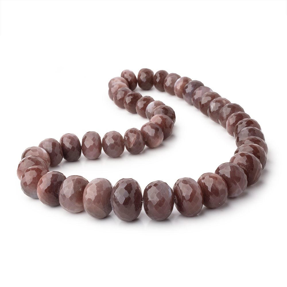 11-19mm Chocolate Moonstone Faceted Rondelle 16 inch 40 Beads - BeadsofCambay.com