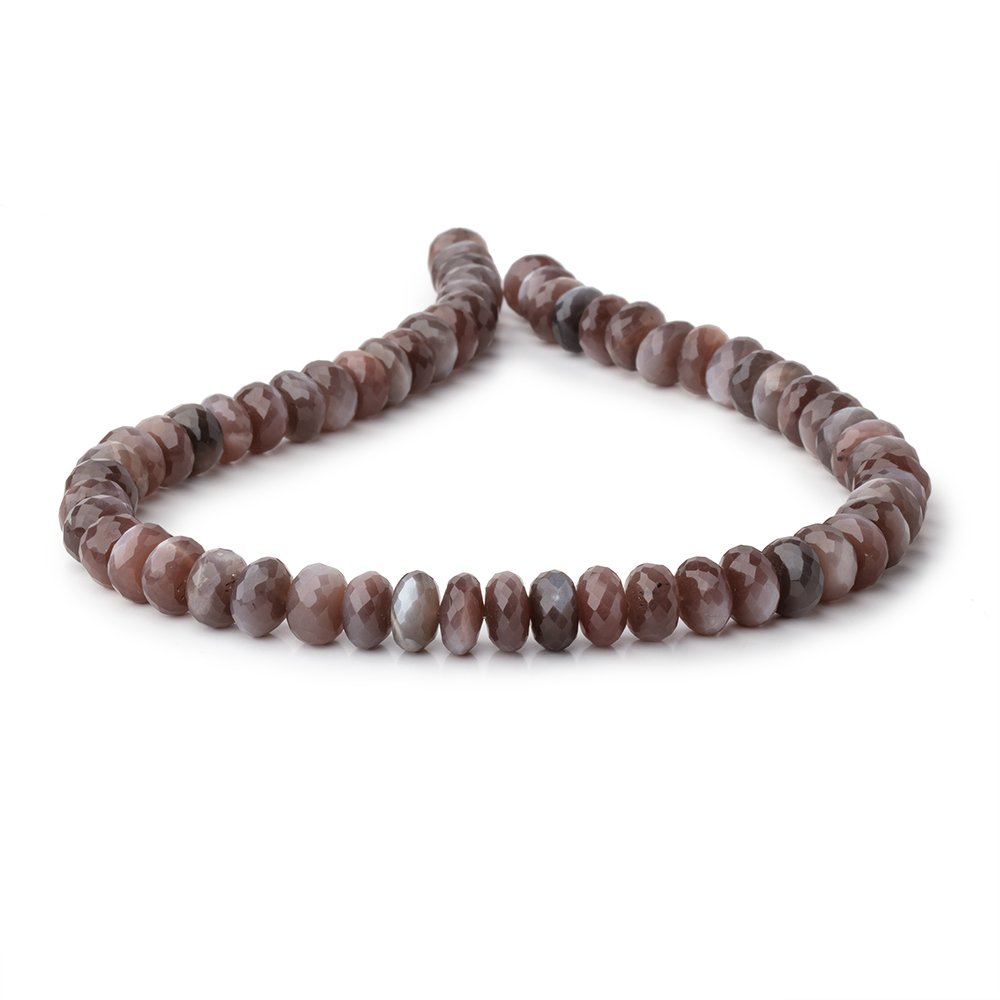 9-10mm Chocolate Moonstone Faceted Rondelle 14 inch 52 Beads - BeadsofCambay.com