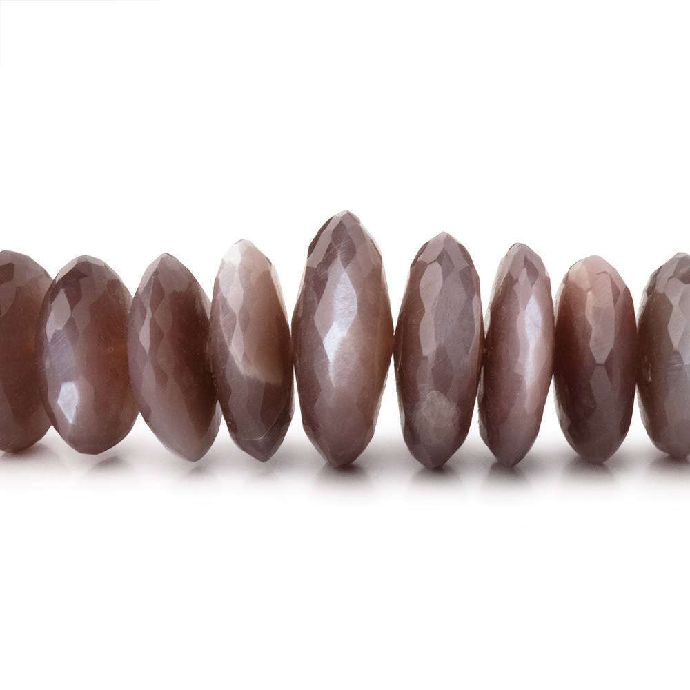 7.5-13.5mm Chocolate Moonstone German Faceted Rondelle 16 inch 103 Beads - BeadsofCambay.com
