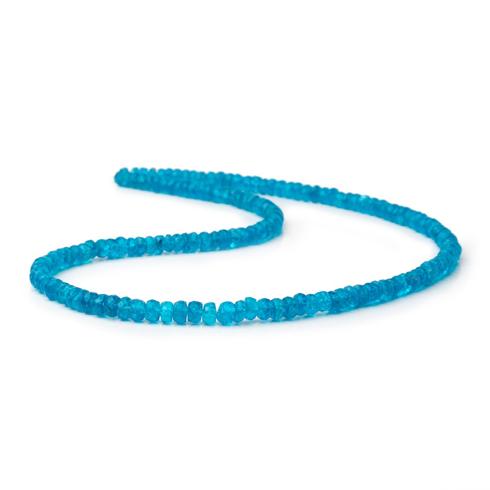 4.5-5mm Neon Blue Apatite Faceted Rondelle Beads 15.5 inch 148 pieces AA - BeadsofCambay.com