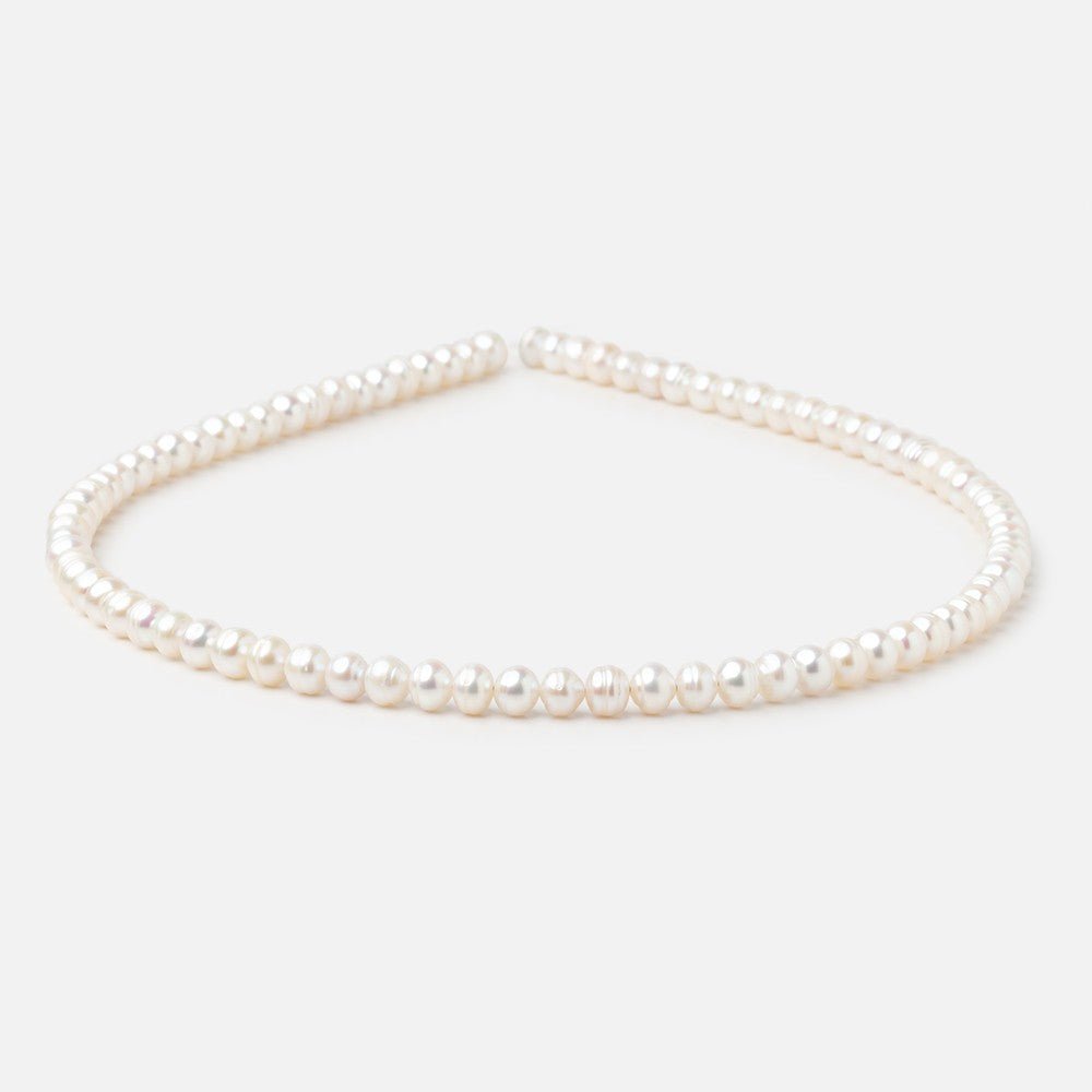 5.5mm Creamy White Ringed Baroque Freshwater Pearls 15 inch 68 Beads - Beadsofcambay.com