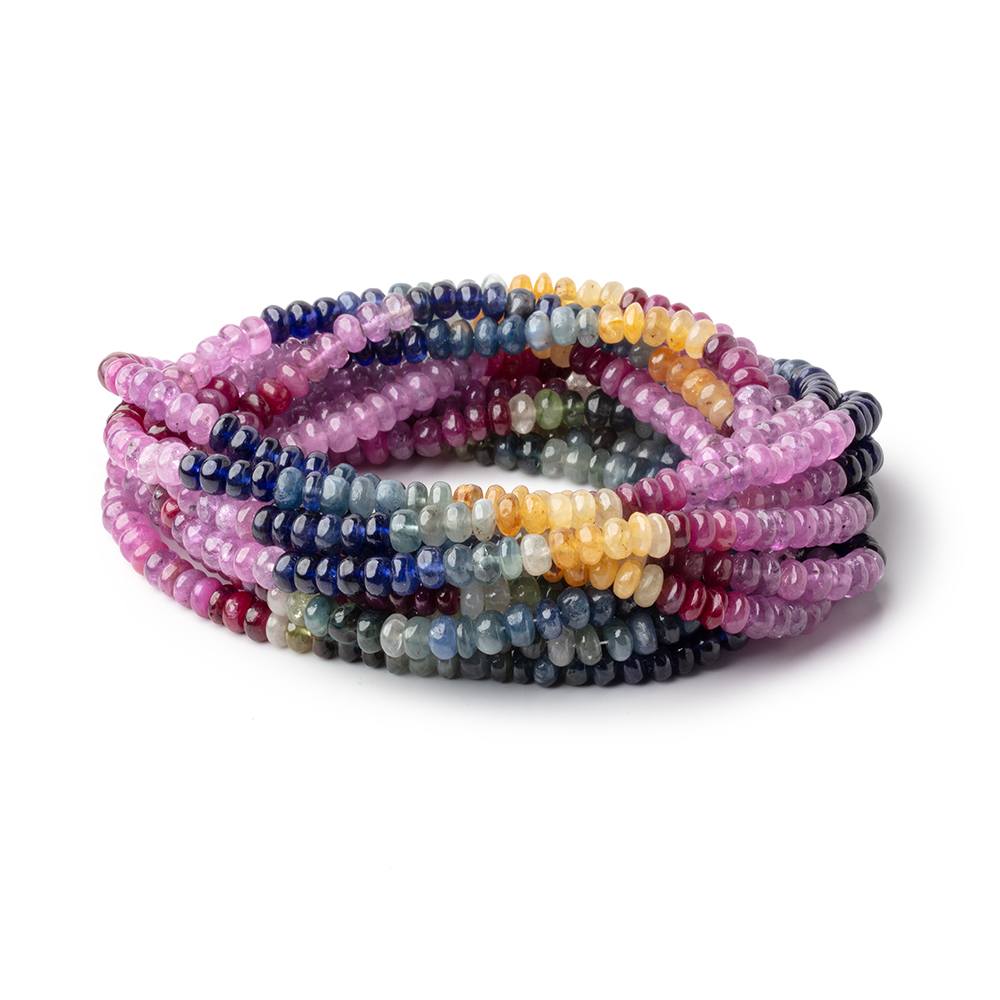 5.5mm Multi Color Sapphire Plain Rondelle Beads 18 inch 130 pieces AA - Beadsofcambay.com