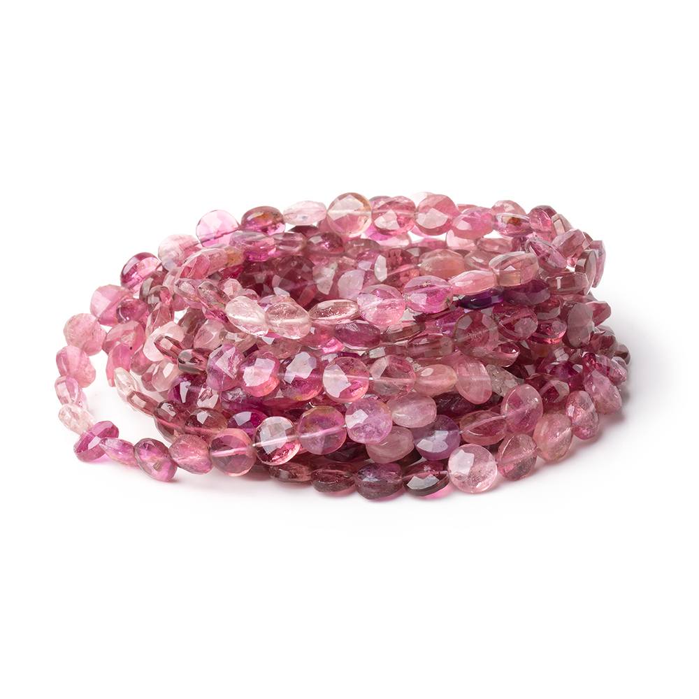5.5mm Pink Tourmaline Faceted Coin Beads 16 inch 75 pieces AA - Beadsofcambay.com