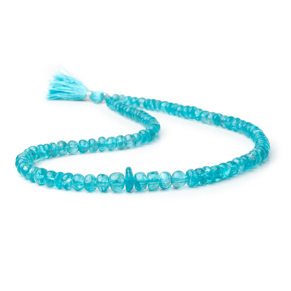 3-7mm Pool Blue Apatite Plain Rondelle Beads 15.5 inch 94 pieces - BeadsofCambay.com