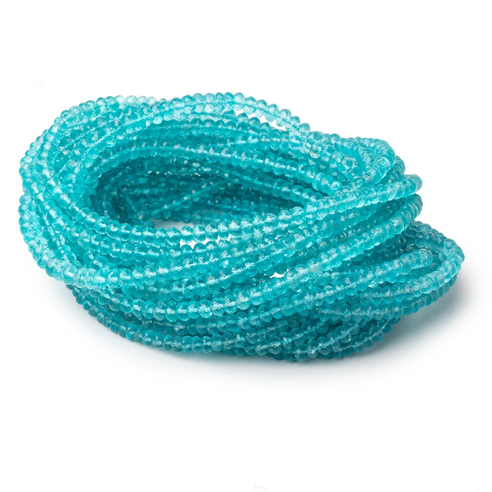 3.5-4.5mm Pool Blue Apatite Faceted Rondelle 17.5 inch 158 Beads AA - BeadsofCambay.com