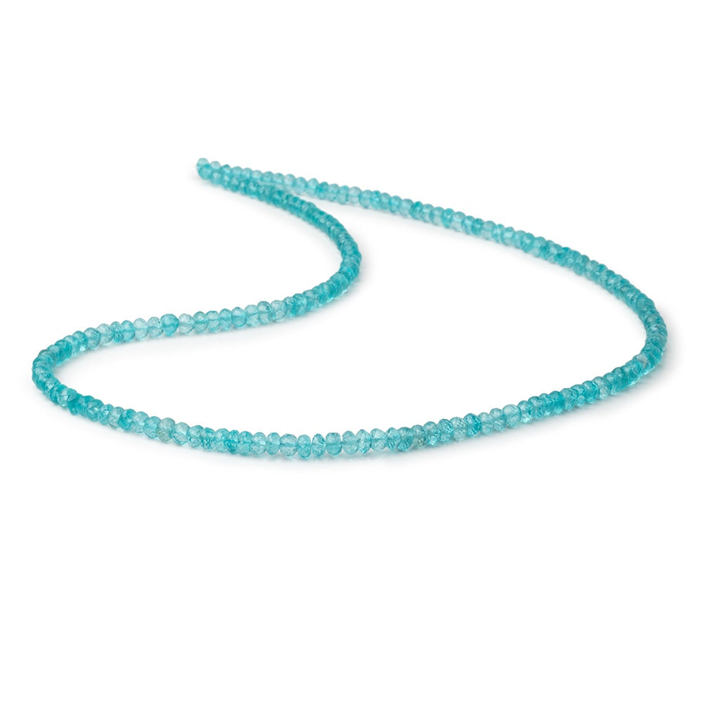 3.5-4.5mm Pool Blue Apatite Faceted Rondelle 17.5 inch 158 Beads AA - BeadsofCambay.com