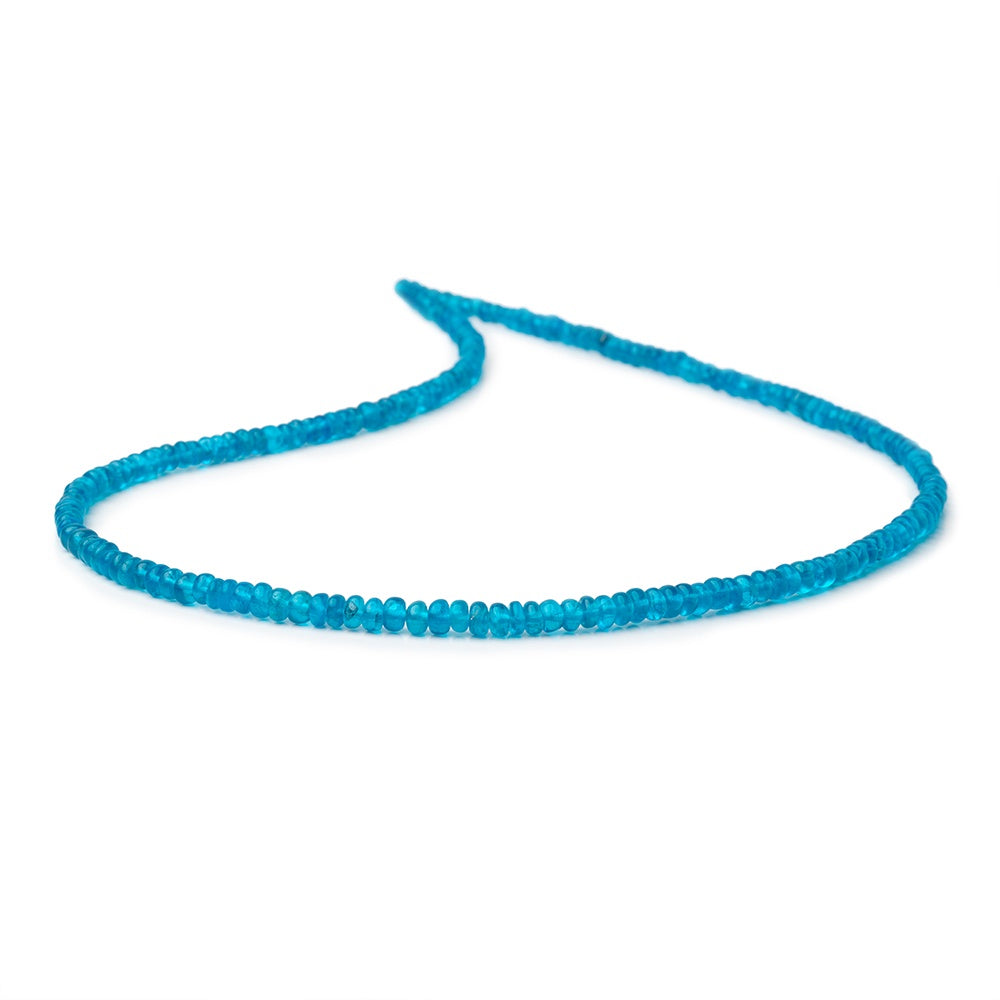 2.5-4mm Neon Blue Apatite Plain Rondelle Beads 15.5 inch 182 pieces - BeadsofCambay.com