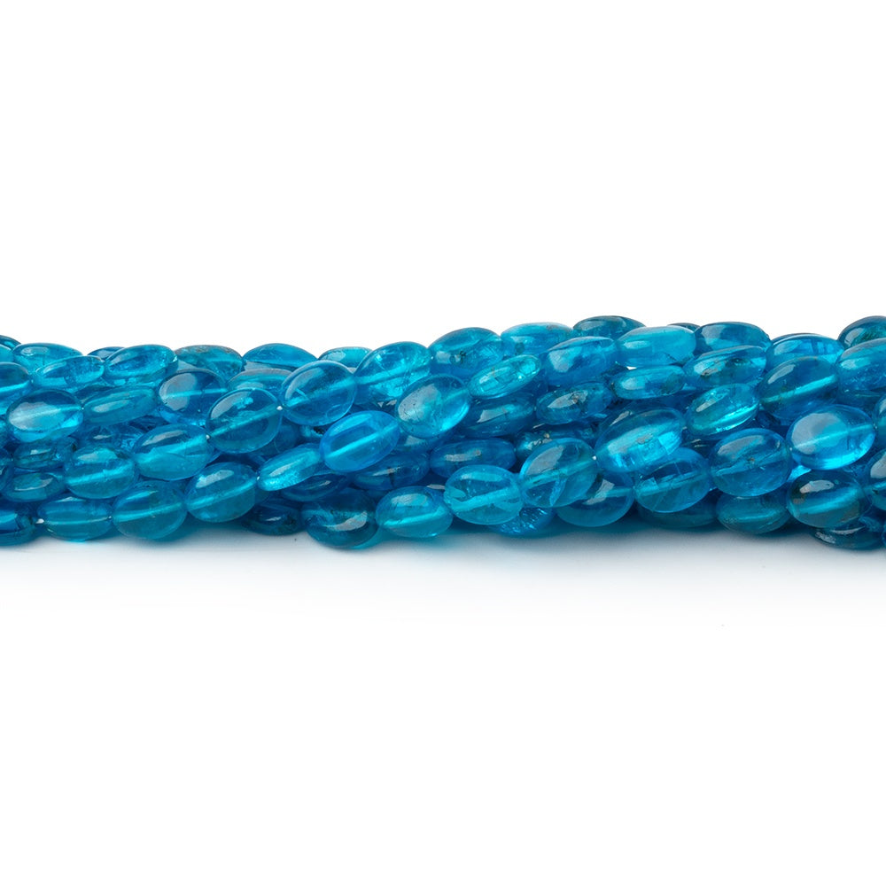 4-7mm Neon Blue Apatite Plain Oval Beads 15.5 inch 68 pieces - BeadsofCambay.com