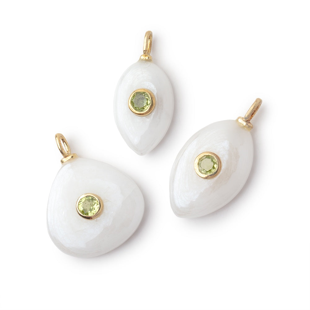 Lot of 3 Mystic Quartz Mixed Shape Pendants with Peridot Bezel Set Inlays - BeadsofCambay.com