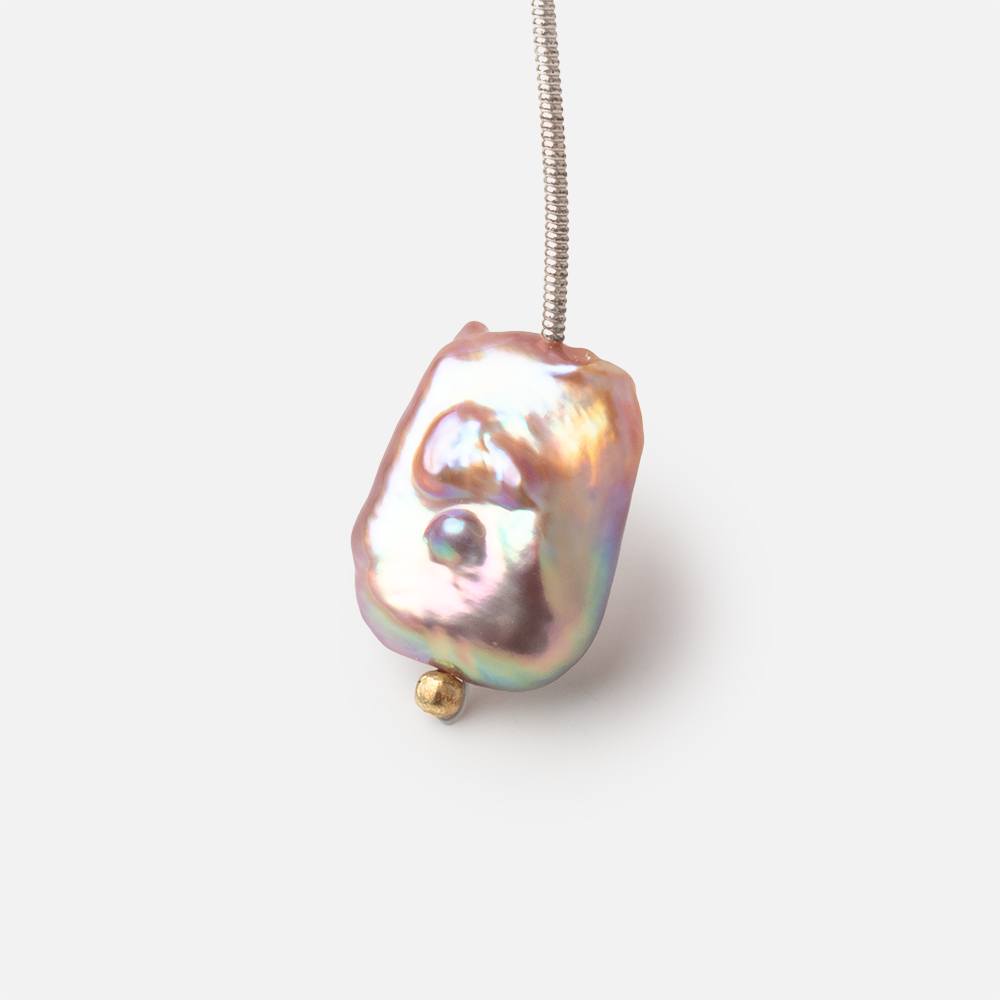 17-18mm Tonal Blush Rectangle Freshwater Pearl Focal 1 Piece - BeadsofCambay.com