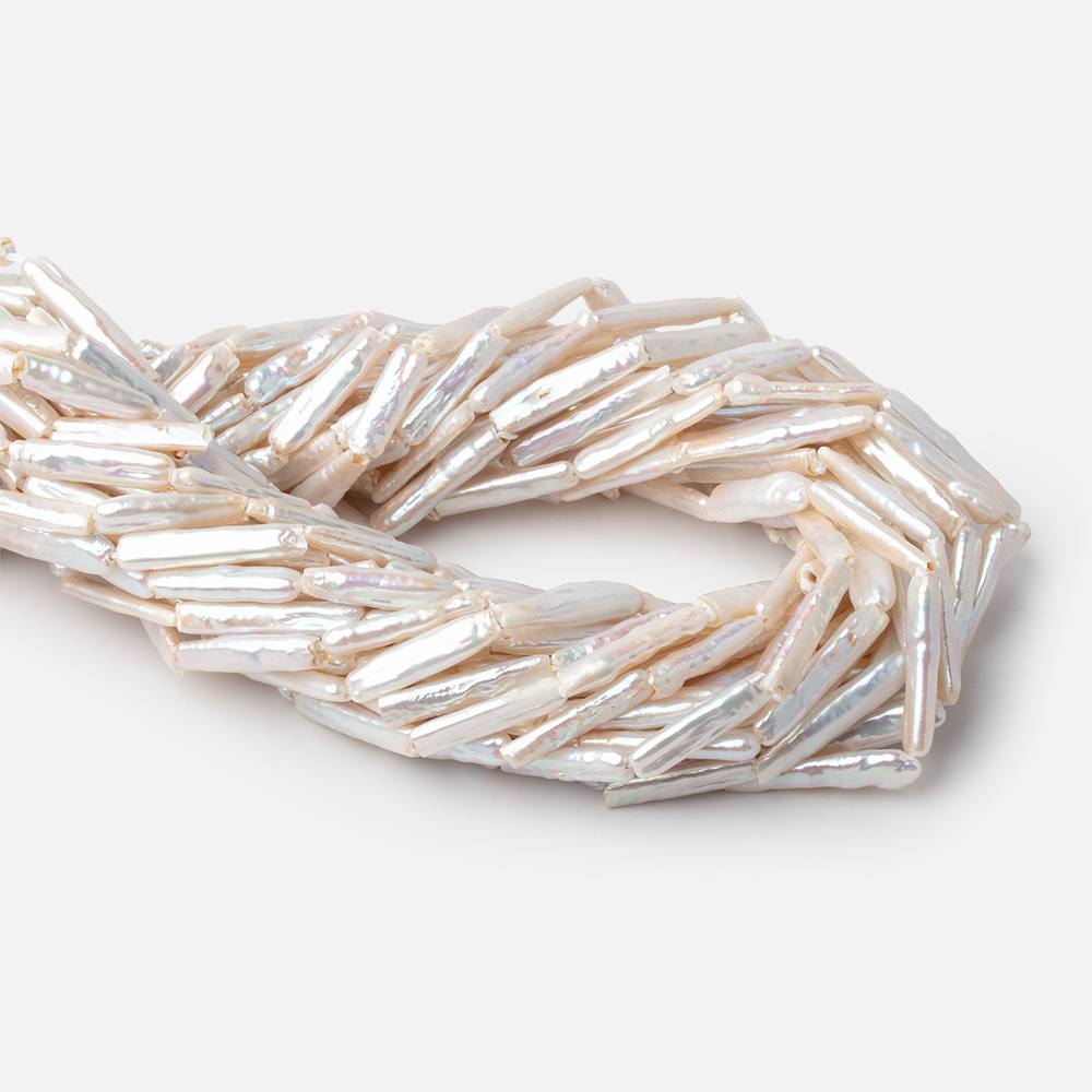 15.5-25mm Creamy White Rectangle Freshwater Pearls 15 inch 16 beads - BeadsofCambay.com