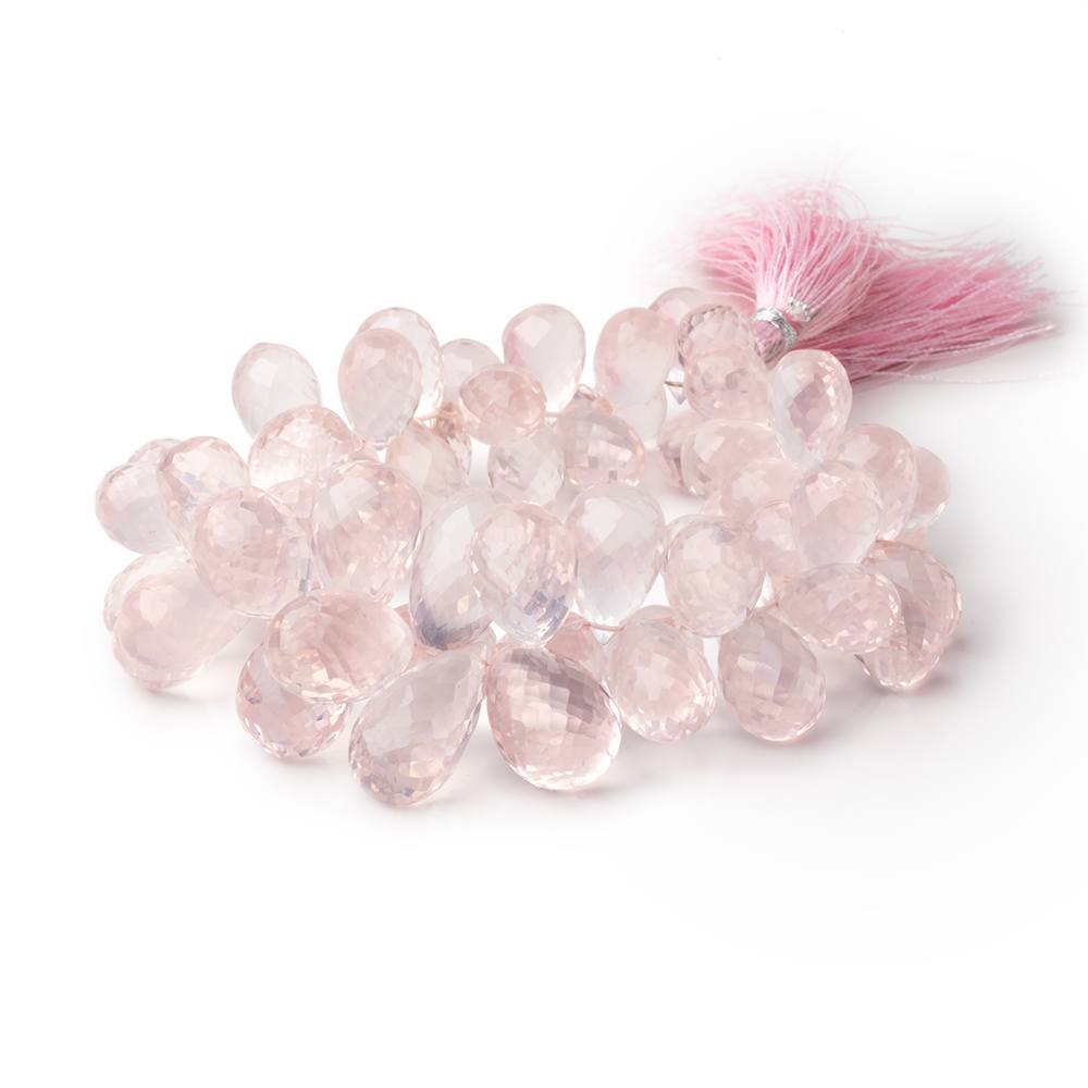 12-19mm Rose Quartz Faceted Tear Drop 8.5 inch 64 Beads AA - BeadsofCambay.com