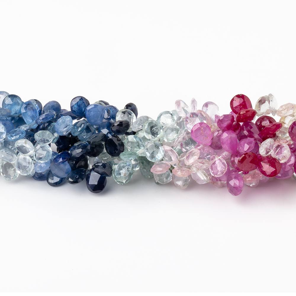 5x3 - 6x4mm Fancy Sapphire Faceted Pear 8 inch 96 Beads AA - Beadsofcambay.com