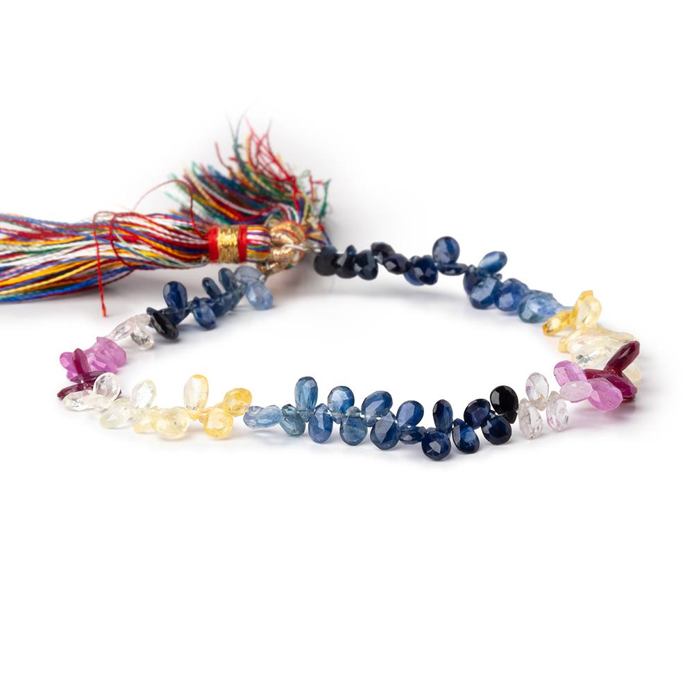 5x3 - 6x4mm Fancy Sapphire Faceted Pear Beads 8 inch 96 pieces AA - Beadsofcambay.com