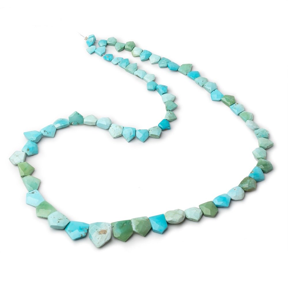5x4-14x12mm Sleeping Beauty Turquoise Faceted Shield Beads 16 inch 66 pieces - Beadsofcambay.com