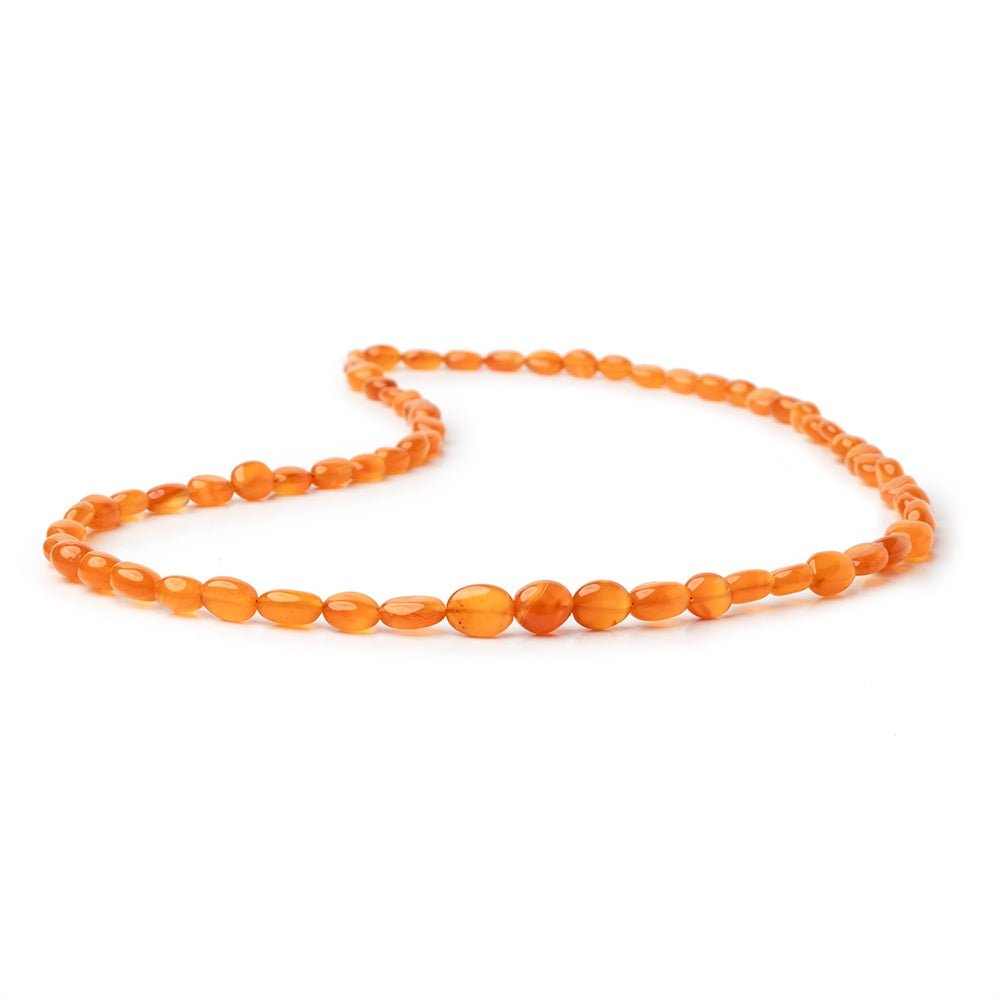 5x4 - 8x6mm Carnelian Plain Oval Beads 16 inch 66 pieces A - Beadsofcambay.com