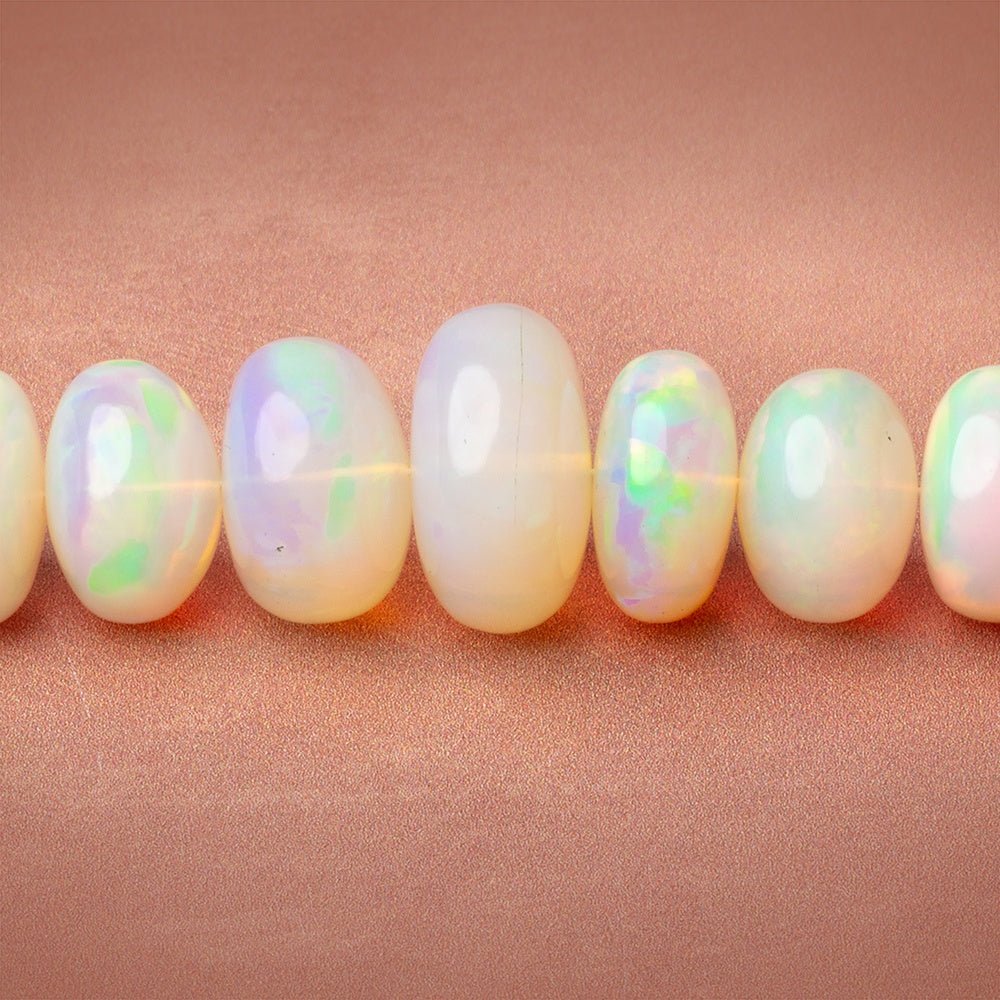 6 - 14mm Ethiopian Opal Plain Rondelle 20 inch 96 Beads AAA - Beadsofcambay.com
