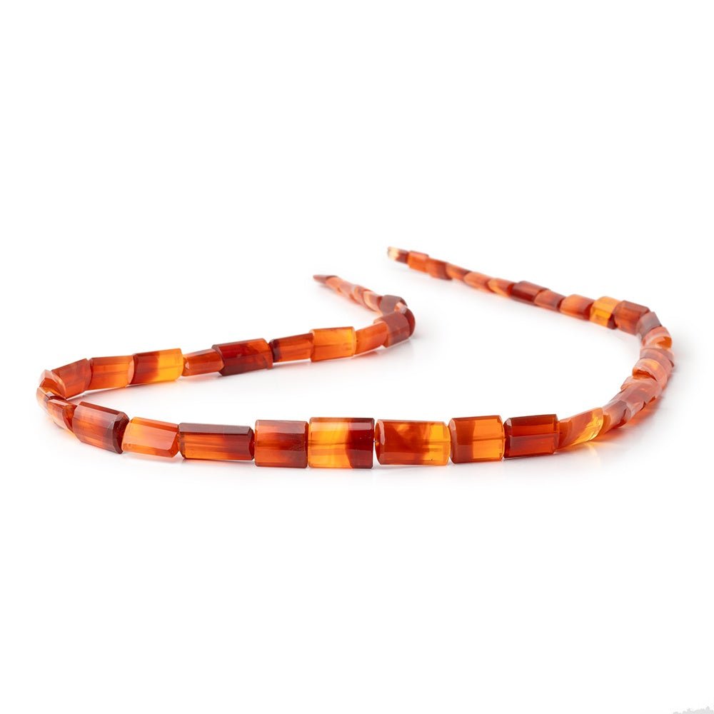 6 - 16mm Mexican Fire Opal Step - Faceted Tube 19.5 inch 45 Beads AAA - Beadsofcambay.com