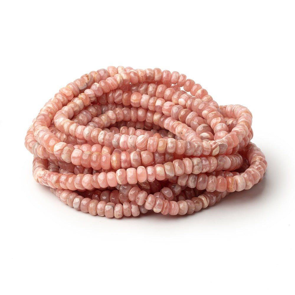 6 - 6.5mm Rhodochrosite Plain Rondelle Beads 16 inch 96 pieces - Beadsofcambay.com