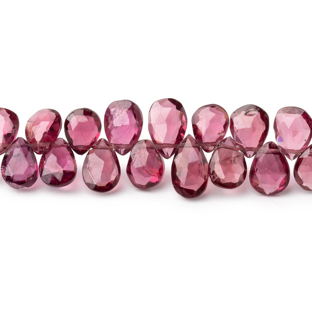 6 - 7.5mm Rhodolite Garnet Faceted Pear Beads 8 inch 70 pieces - Beadsofcambay.com