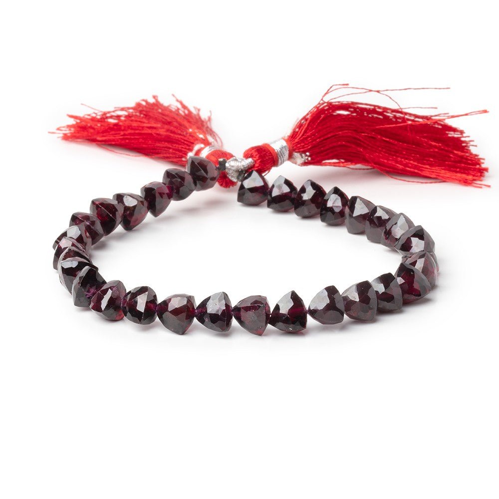 6 - 7mm Garnet Faceted Trillion Beads 7 inch 27 pieces - Beadsofcambay.com