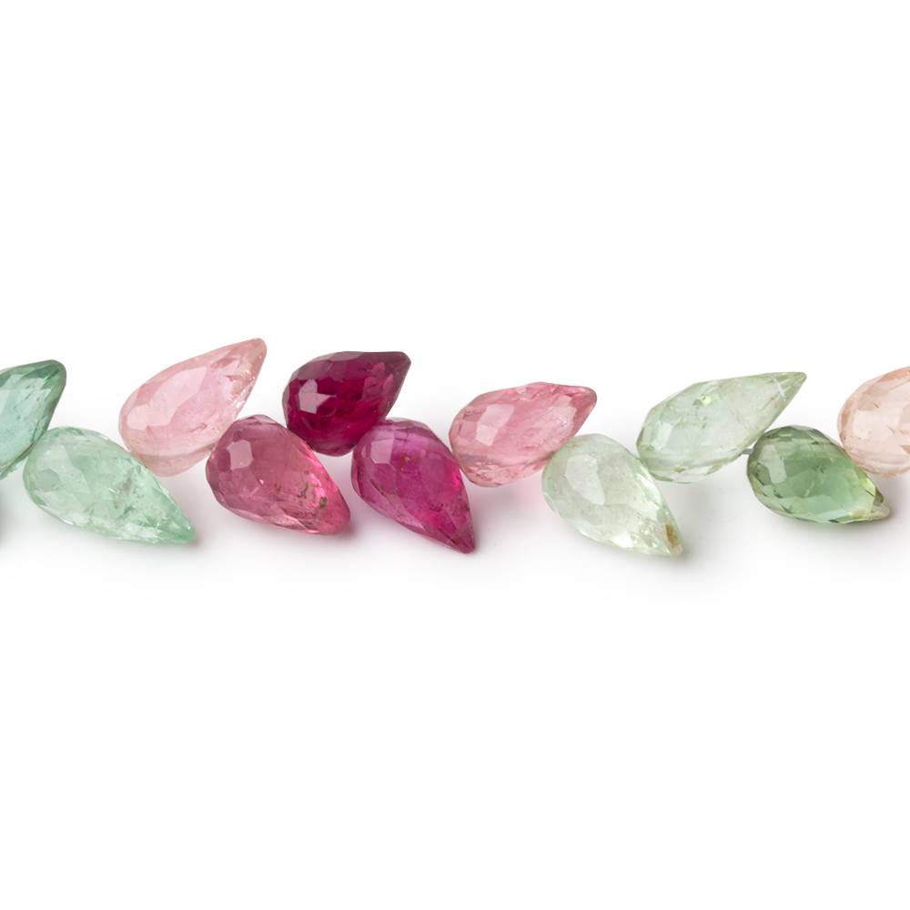 6 - 7mm Multi Color Tourmaline Shoulder Drill Tear Drop 4 inch 24 Beads AA - Beadsofcambay.com