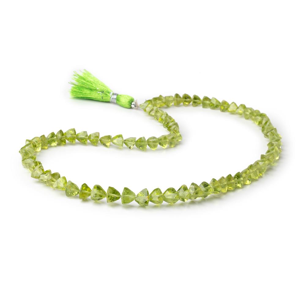 6 - 7mm Peridot Faceted Trillion Beads 16 inch 75 pieces AA - Beadsofcambay.com
