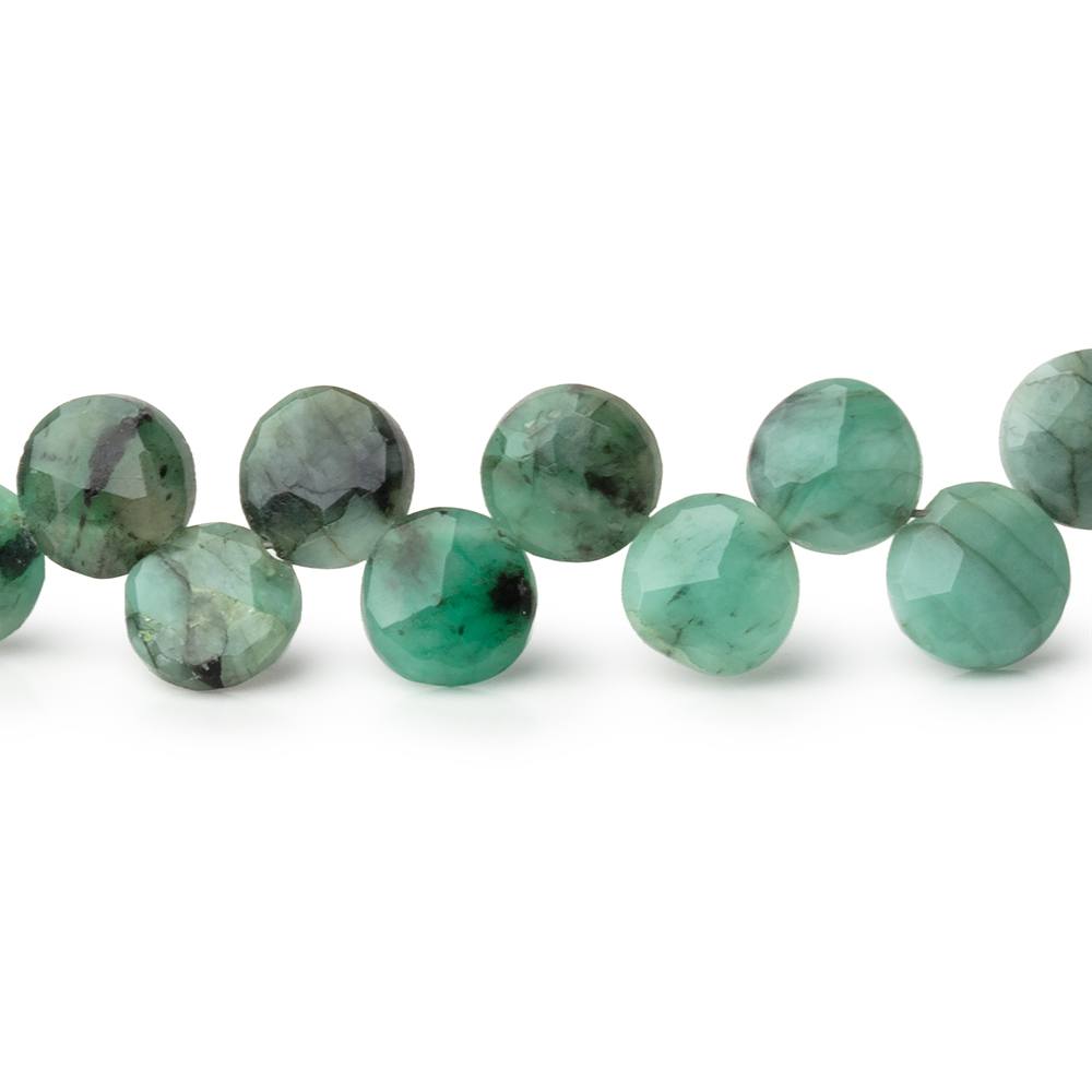 6.5 - 7mm Brazilian Emerald Top Drill Faceted Coin 8 inch 40 Beads - Beadsofcambay.com