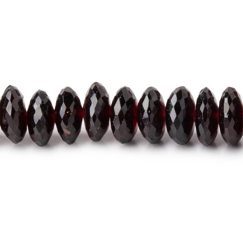 6.5 - 7mm Garnet German Faceted Rondelles 16 inch 125 Beads AA - Beadsofcambay.com