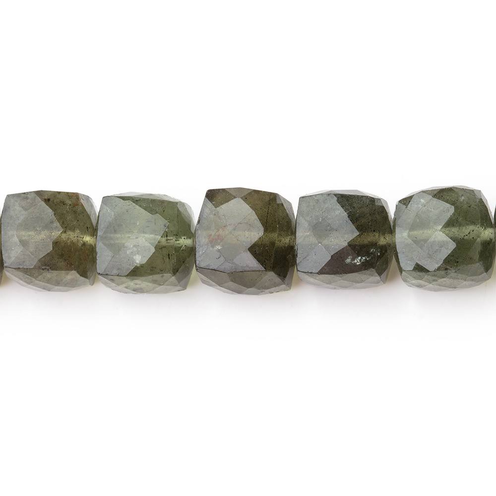 6.5-9mm Moss Aquamarine Faceted Cube Beads 8.5 inch 27 pieces - Beadsofcambay.com
