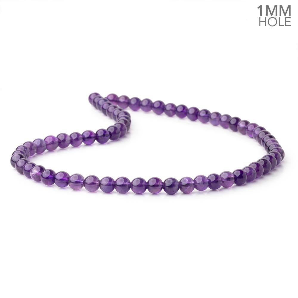 6.5mm Amethyst Plain Round Beads 15 inch 60 pieces 1mm Hole - Beadsofcambay.com