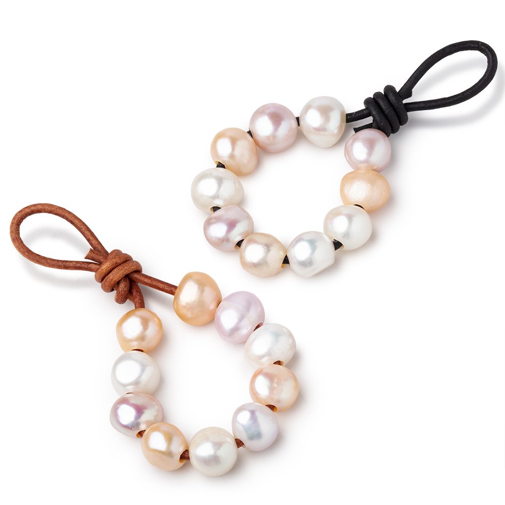 10-10.5mm TriColor Large Hole Baroque Pearls Set of 10 - BeadsofCambay.com