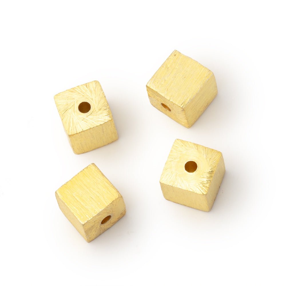 6mm Brushed Cube Bead Set of 4 - Beadsofcambay.com