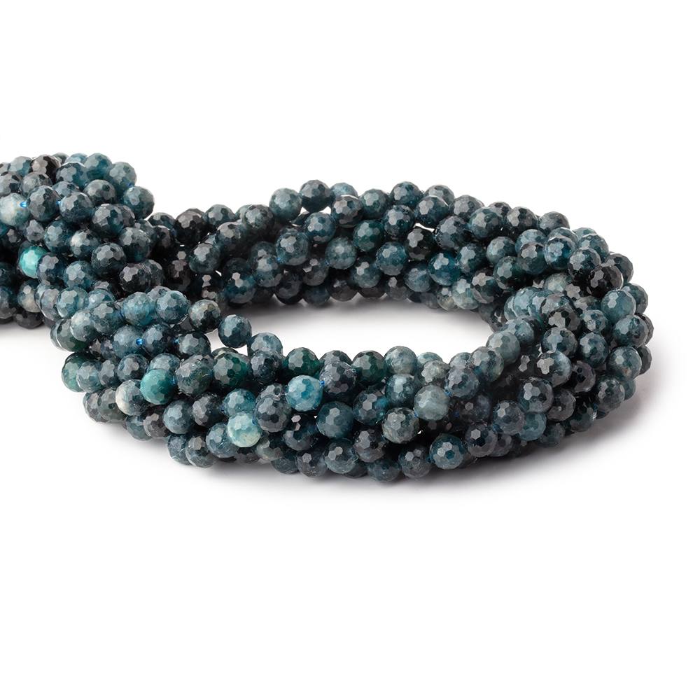 6mm Indicolite Tourmaline Micro Faceted Round Beads 15 inch 60 pieces - Beadsofcambay.com