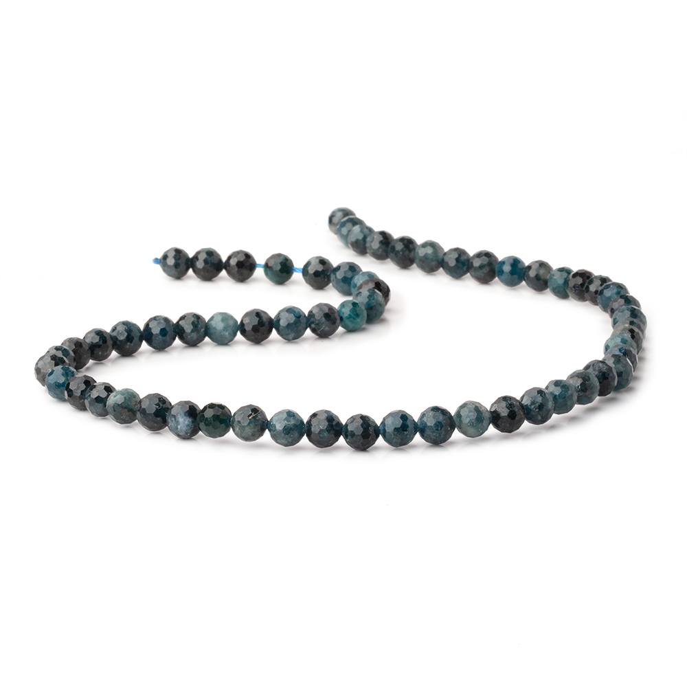 6mm Indicolite Tourmaline Micro Faceted Round Beads 15 inch 60 pieces - Beadsofcambay.com