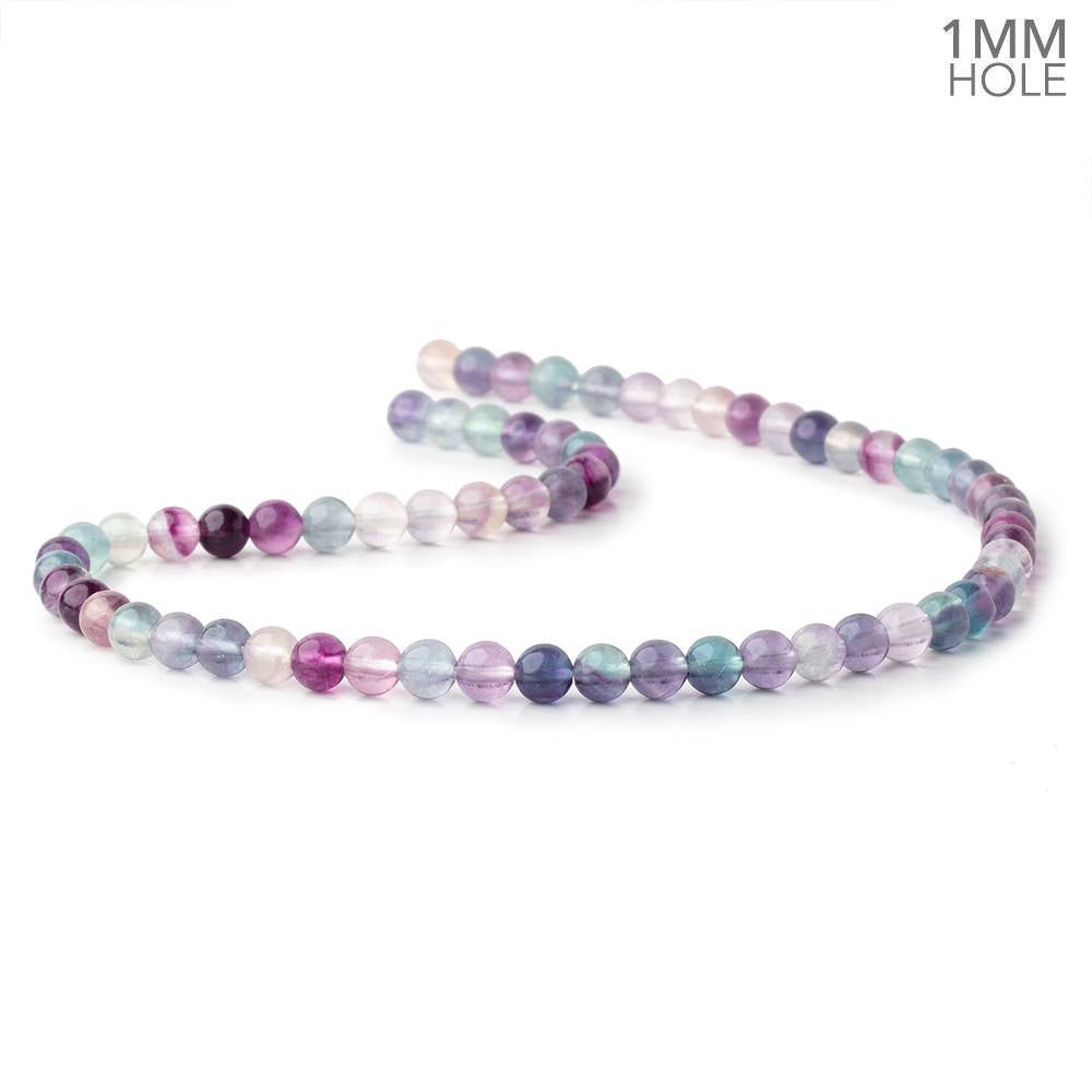6mm Multi Color Fluorite Plain Round 15.5 inch 65 Beads 1mm Hole - Beadsofcambay.com